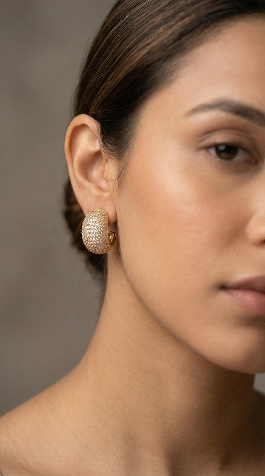 Pave CZ Chunky Hoop Earrings