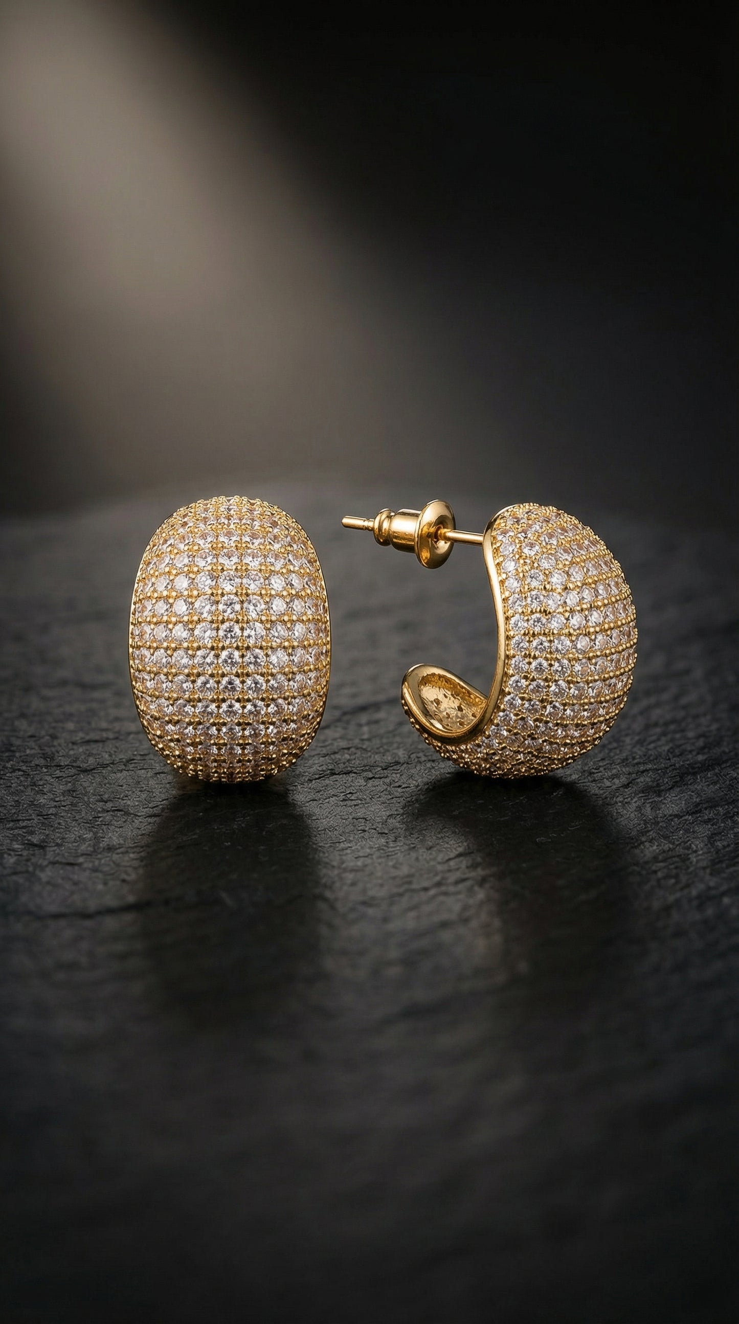 Pave CZ Chunky Hoop Earrings