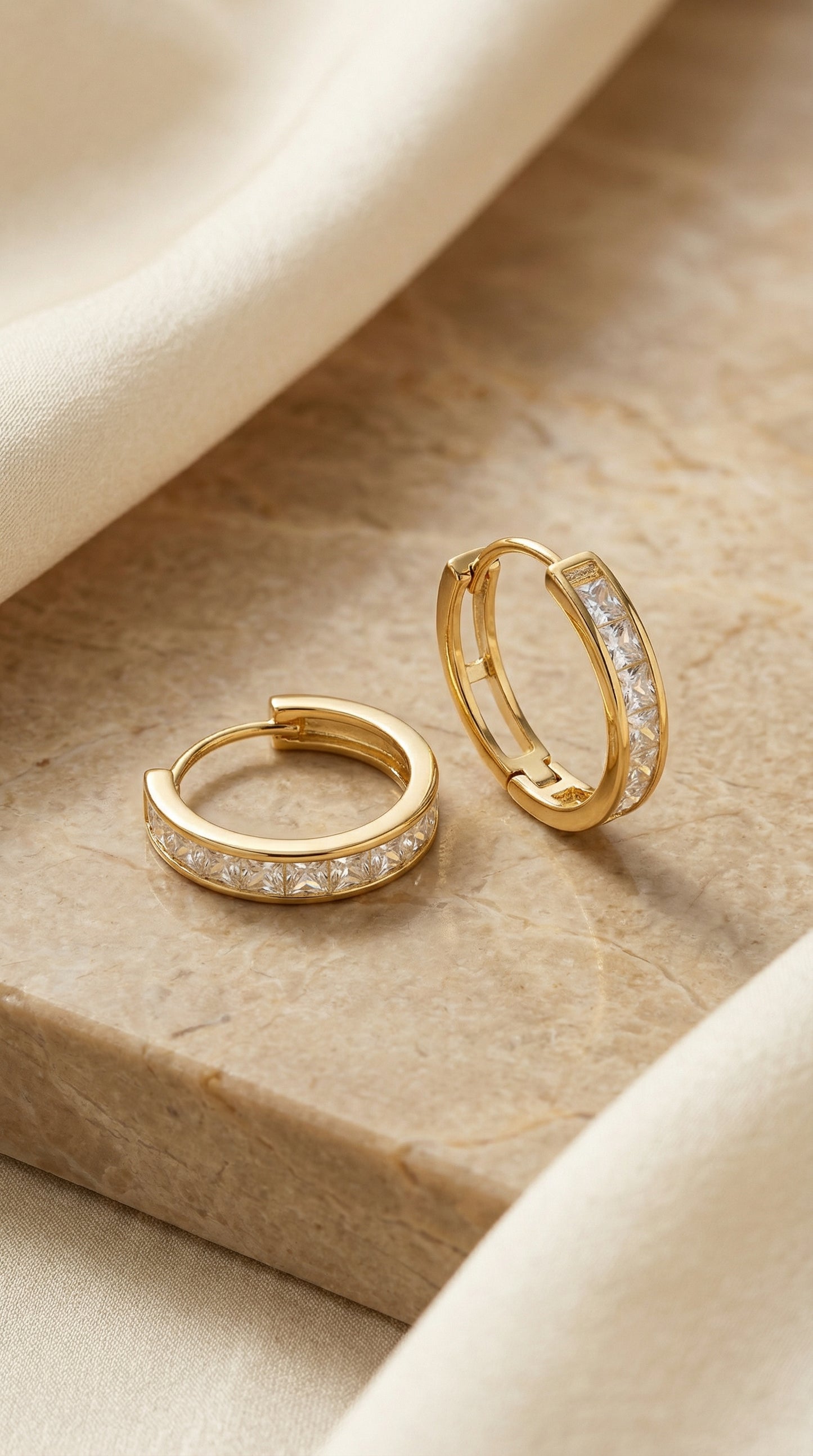 Crystal Huggie Hoop Earrings