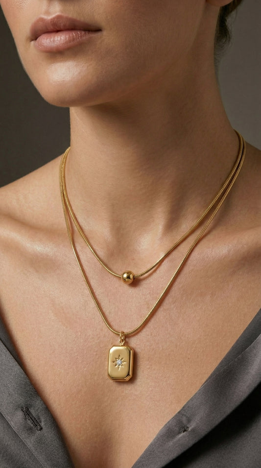 Double Chain Star Pendant Necklace
