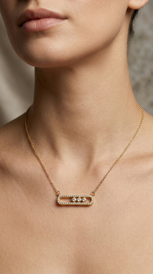 CZ Halo Bar Necklace