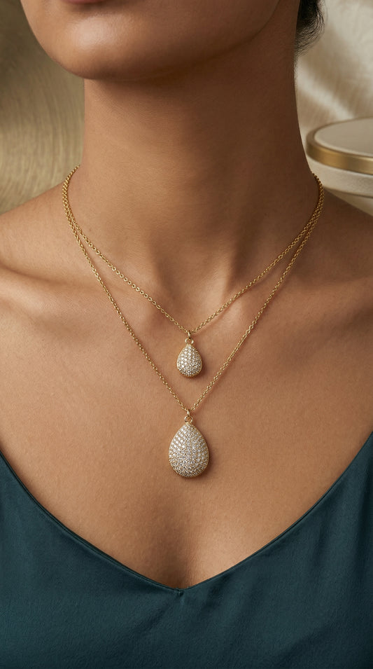 Teardrop Zircon Layered Necklace