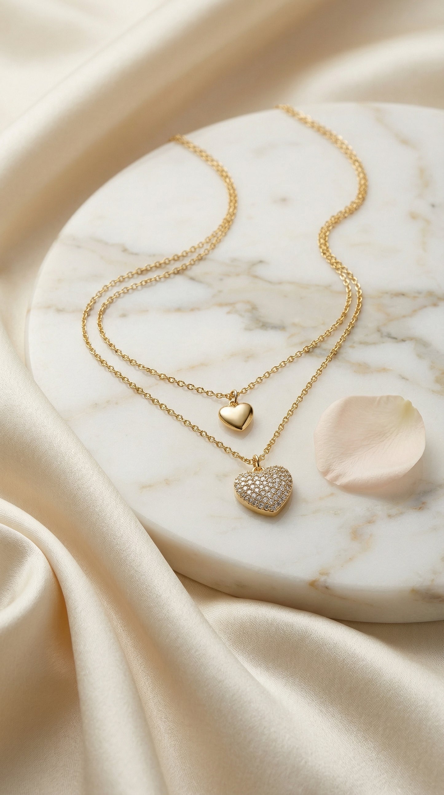 Double Heart Zircon Necklace