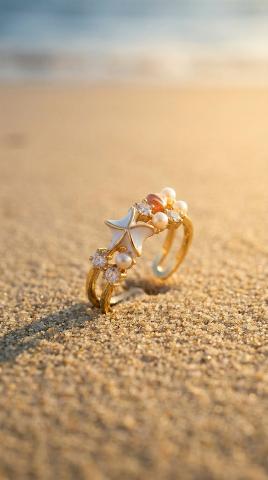 Starfish & Pearl Ring