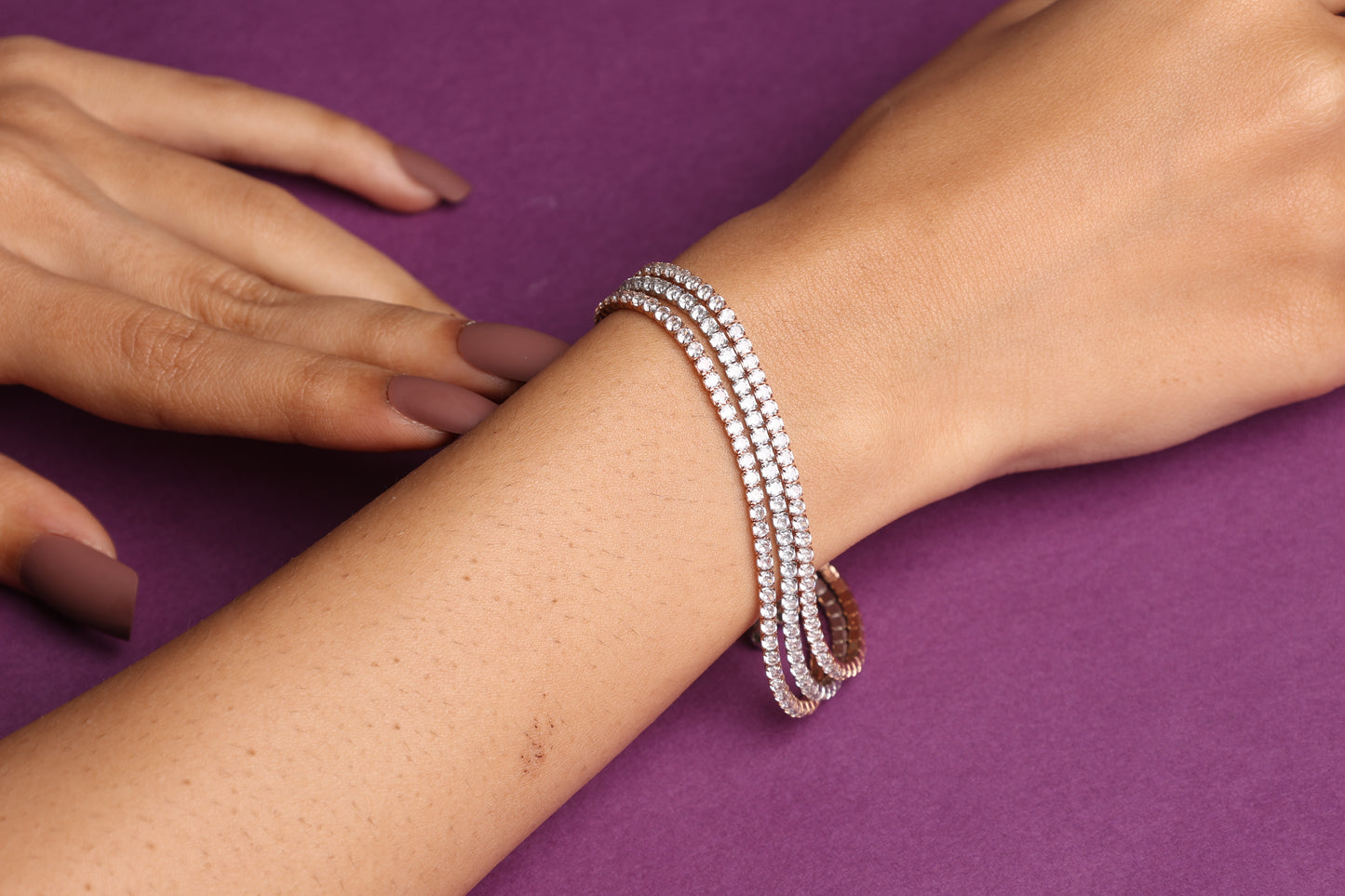 Triple Row Adjustable Tennis Bracelet