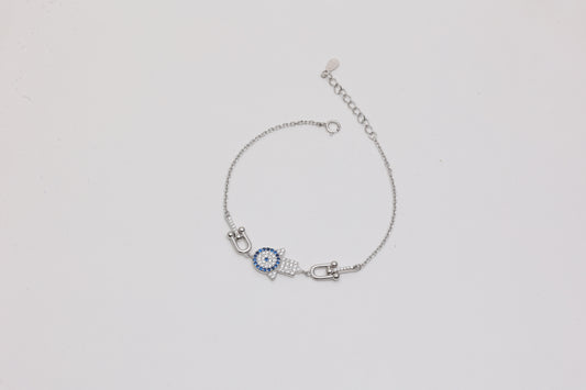 Blue Hamsa Evil Eye Pavé Bracelet