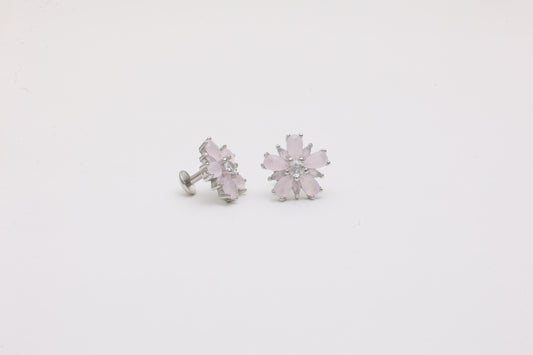 Pink Blossom Floral Studs