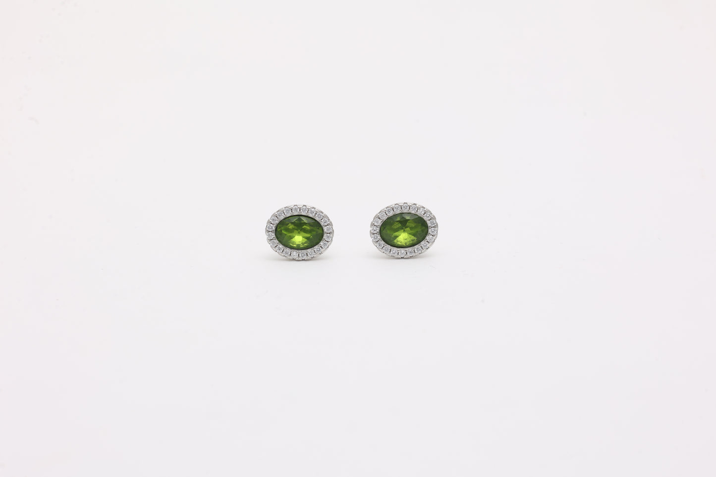 Peridot Oval Halo Studs