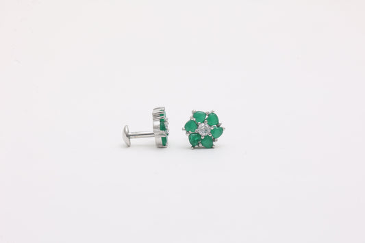 Emerald Floral Cluster Studs