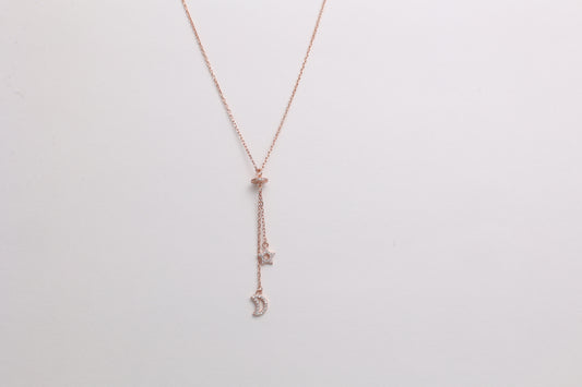 Star & Moon Lariat Necklace