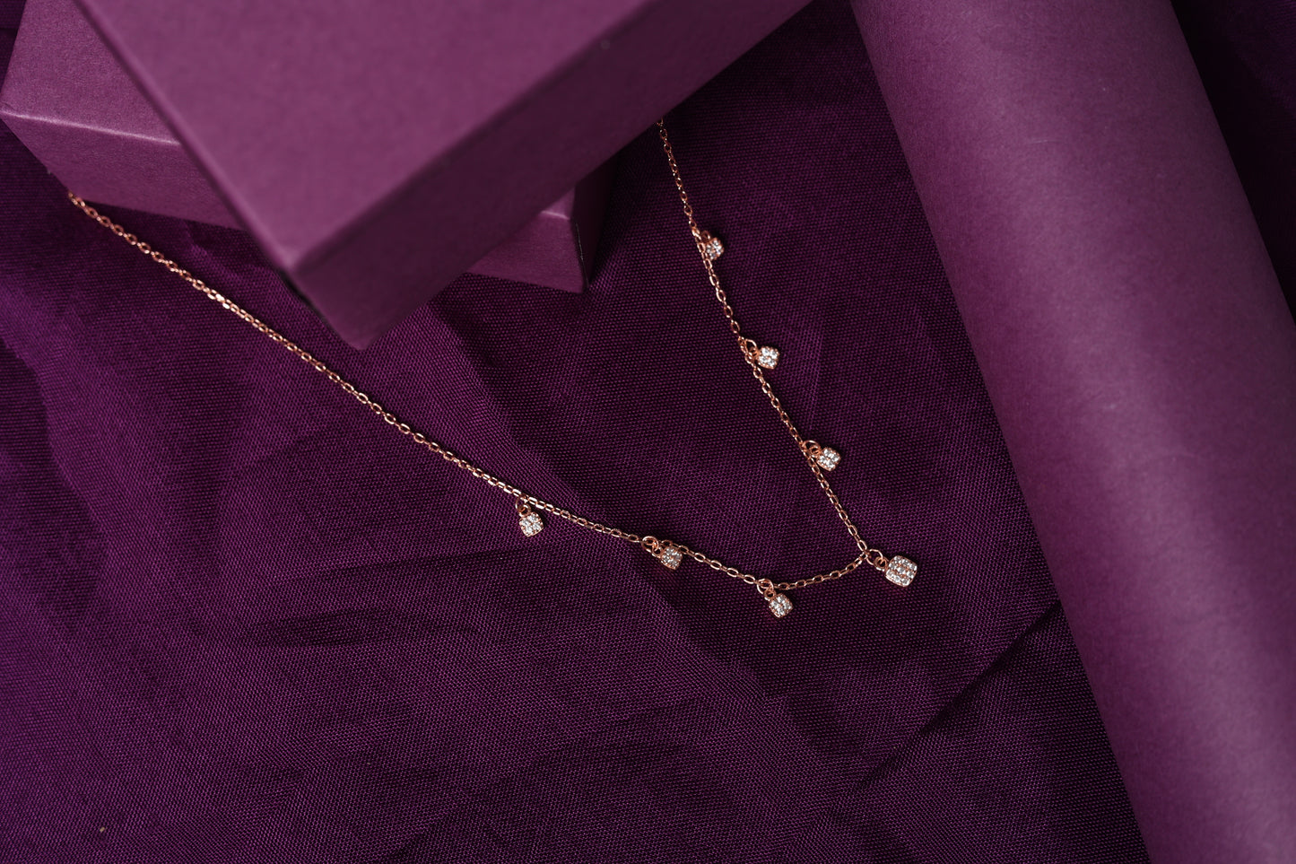 Sparkling Cushion Drop Necklace