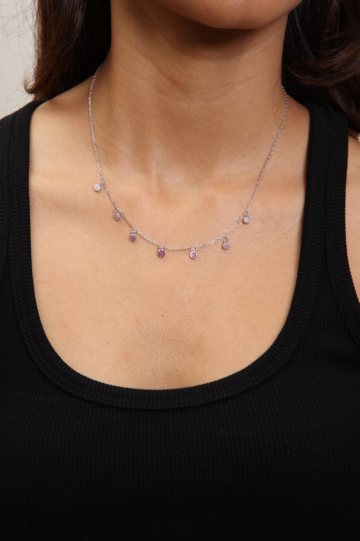 Pink Pavé Drop Necklace