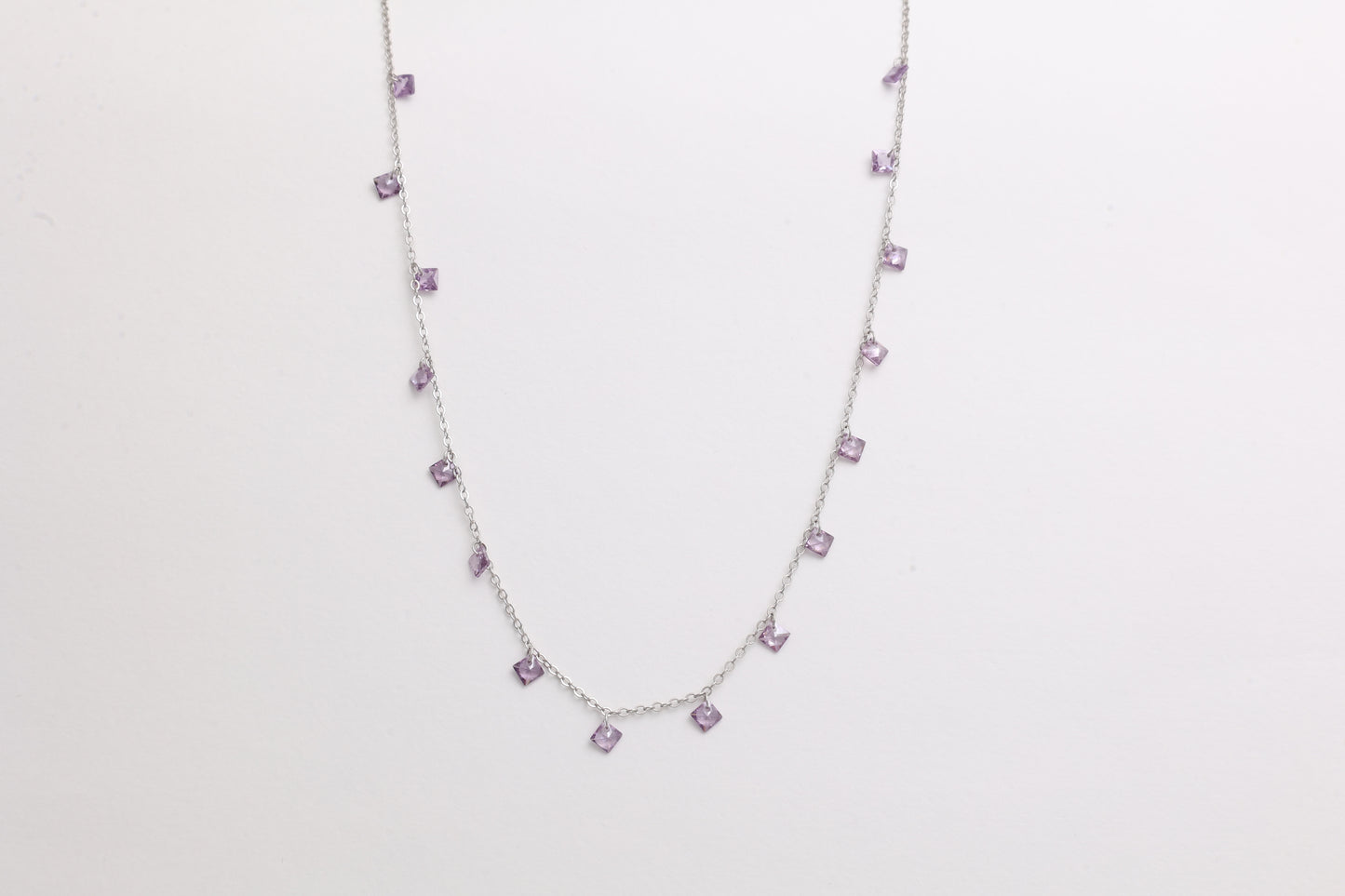Amethyst Square Charm Necklace