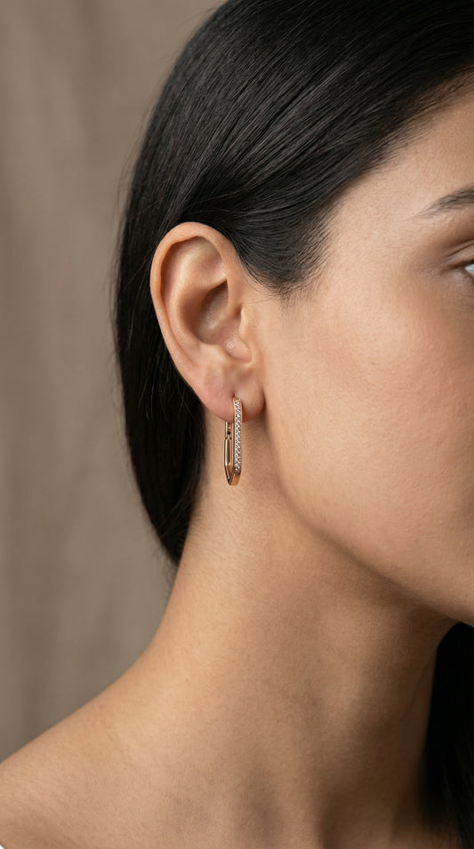CZ Oval Huggie Earrings