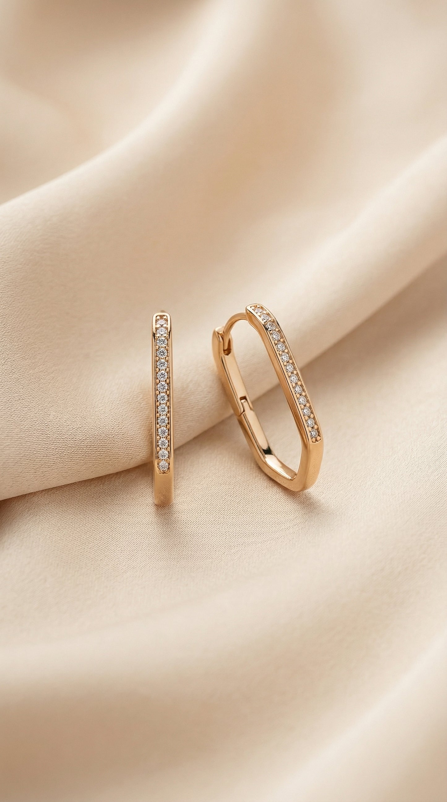 CZ Oval Huggie Earrings
