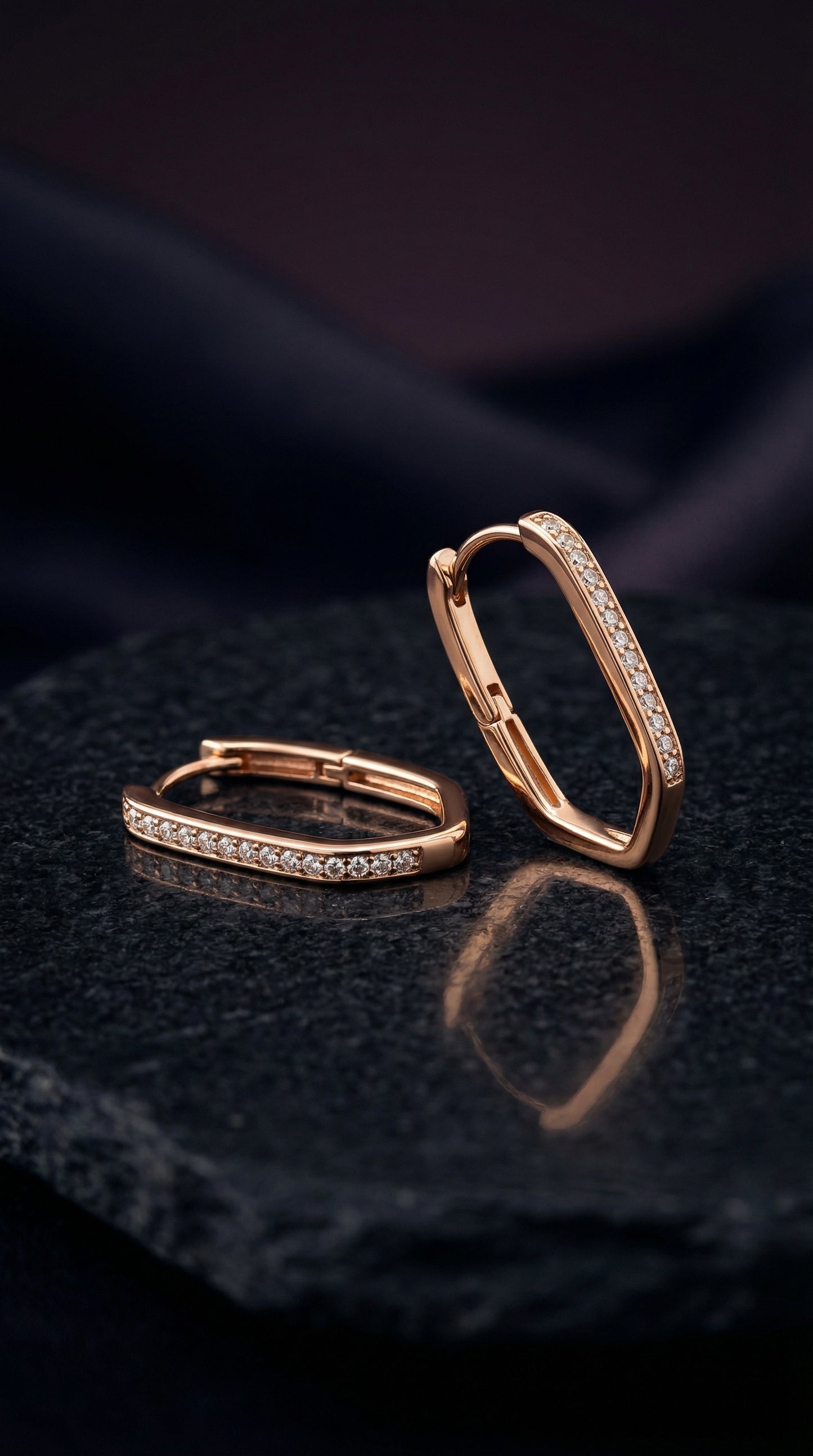 CZ Oval Huggie Earrings