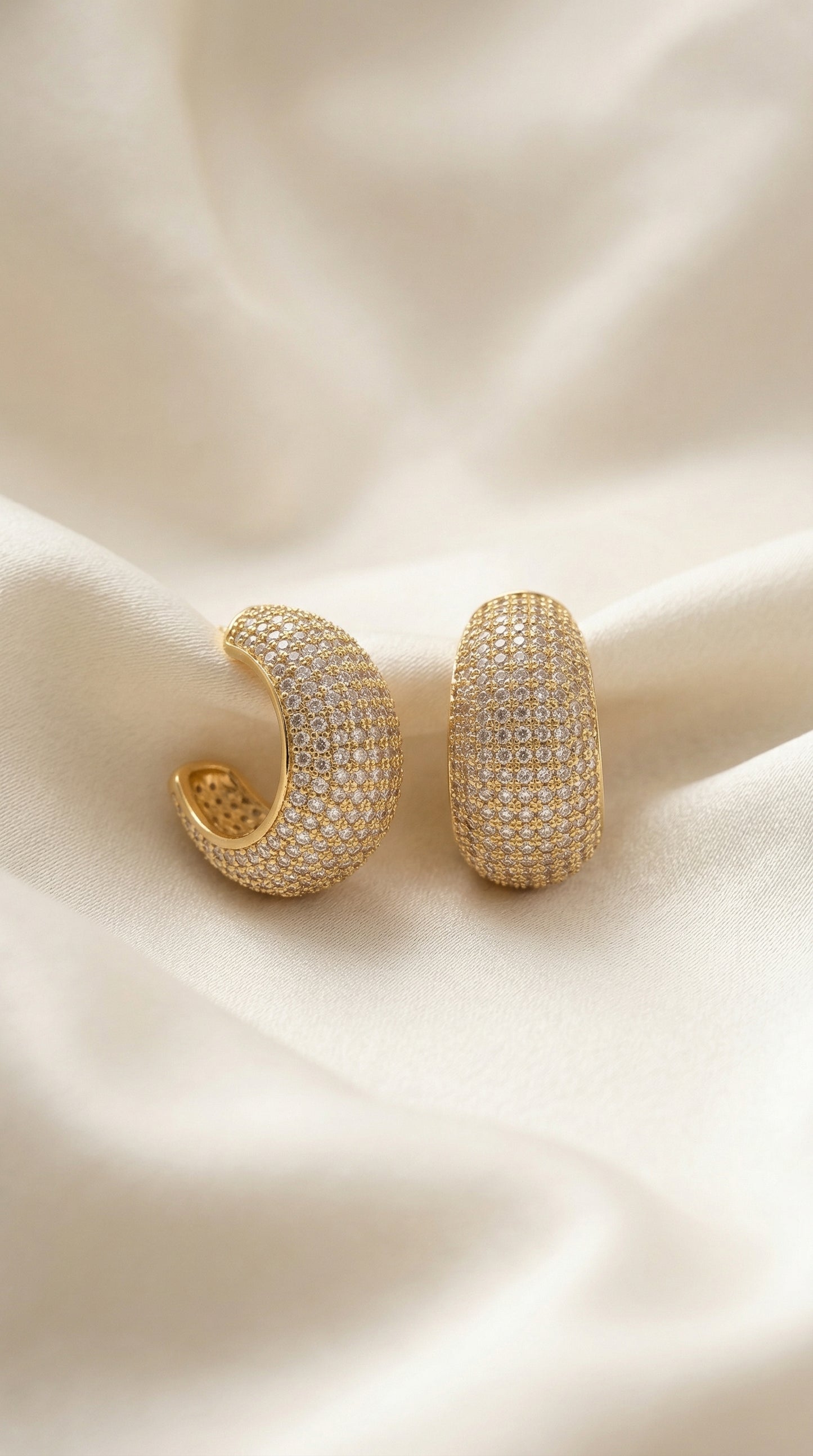 Pave CZ Chunky Hoop Earrings