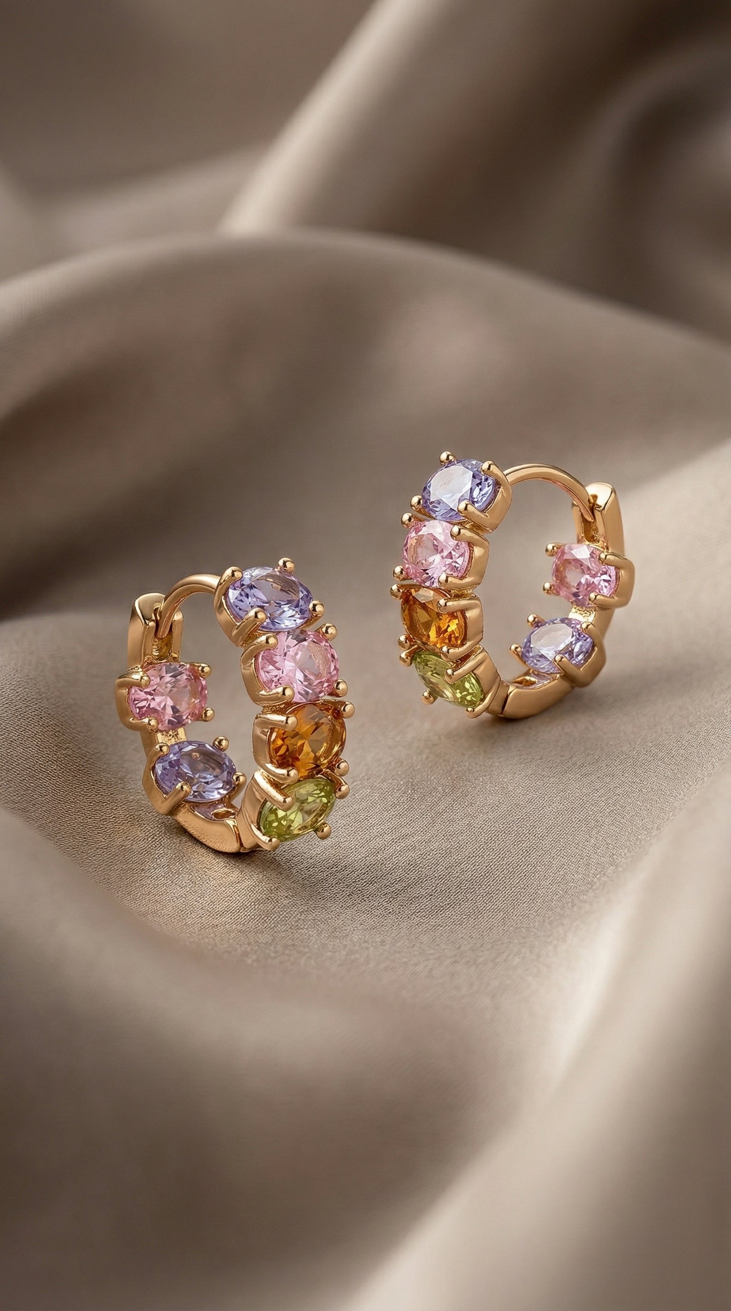 Rainbow CZ Huggie Earrings