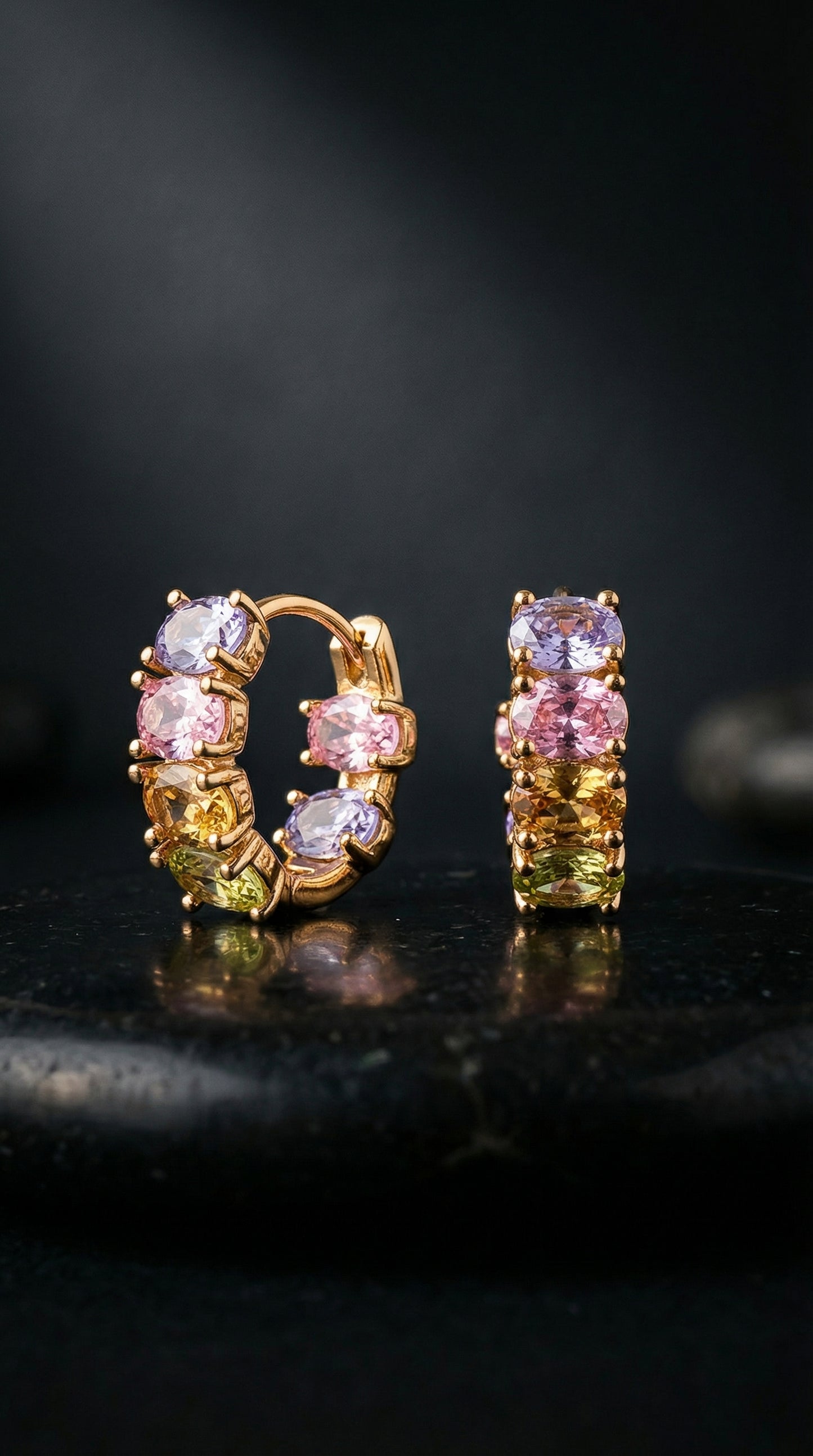 Rainbow CZ Huggie Earrings