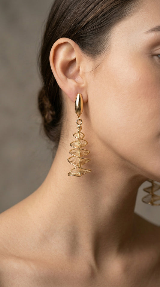 Geometric Spiral Drop Earrings