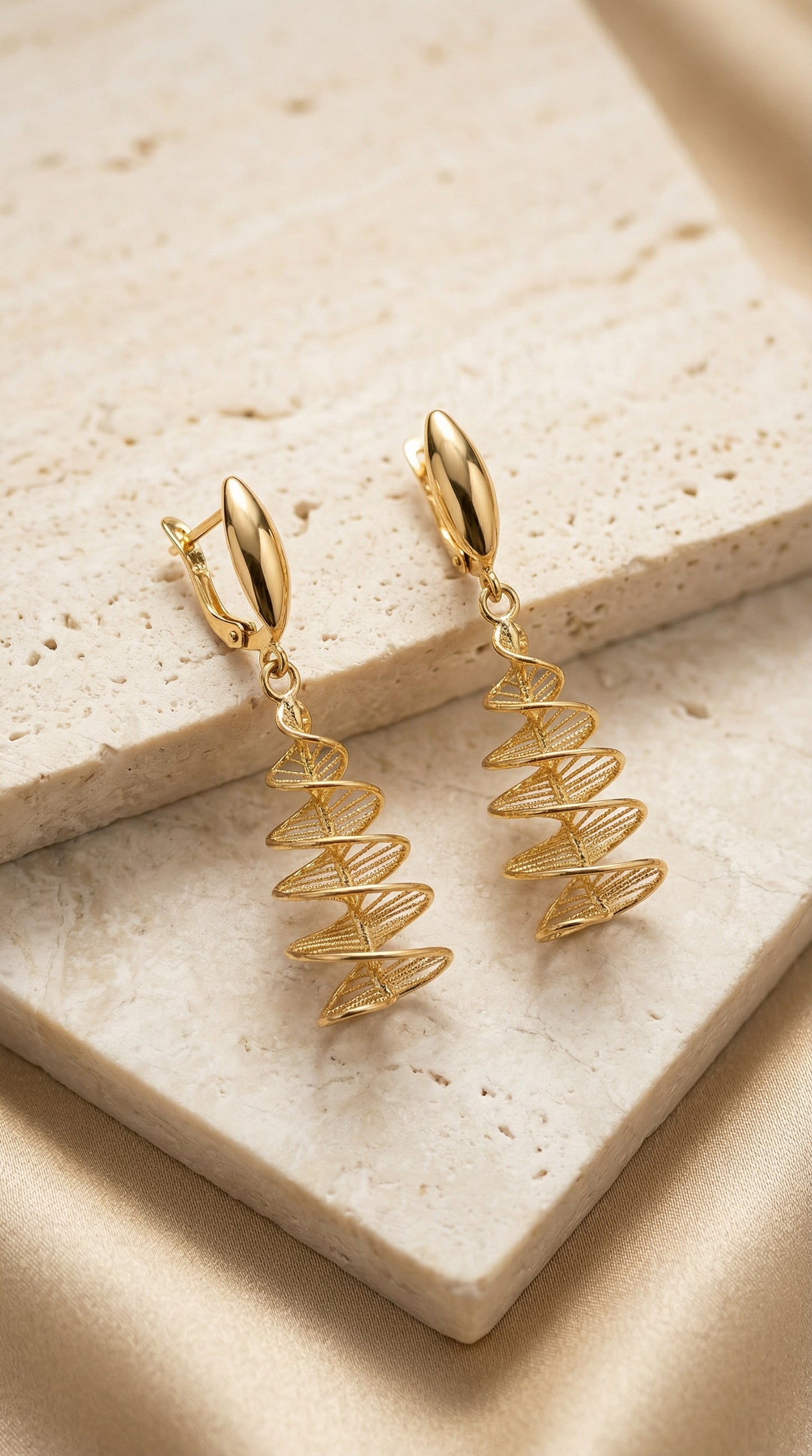 Geometric Spiral Drop Earrings