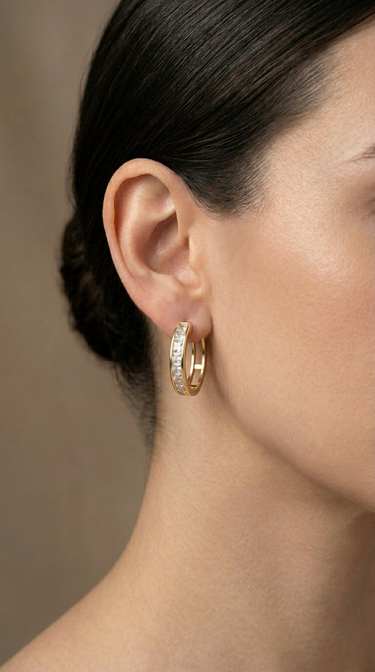 Crystal Huggie Hoop Earrings