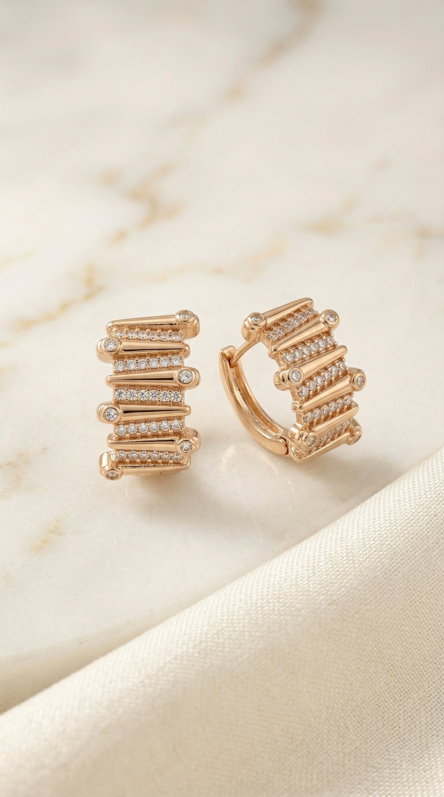 Rose Gold Pavé Hoop Earrings