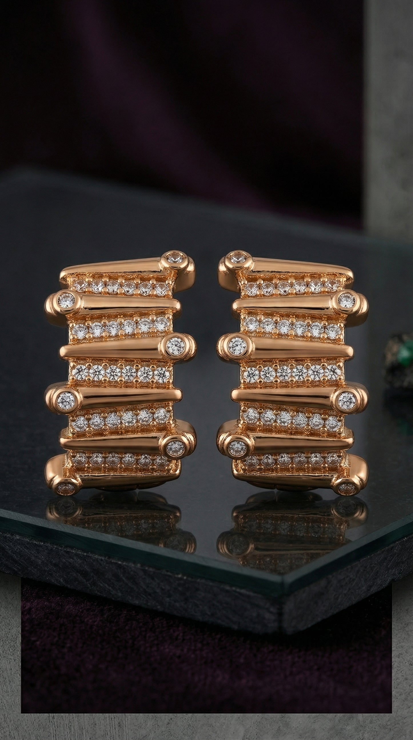 Rose Gold Pavé Hoop Earrings