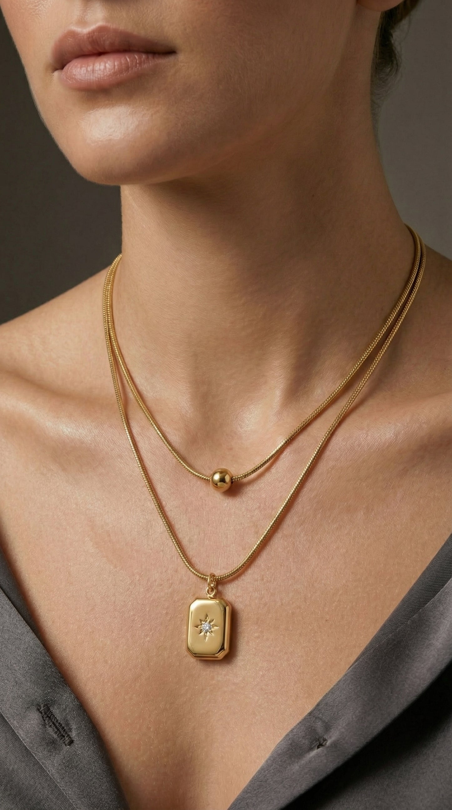 Double Chain Star Pendant Necklace