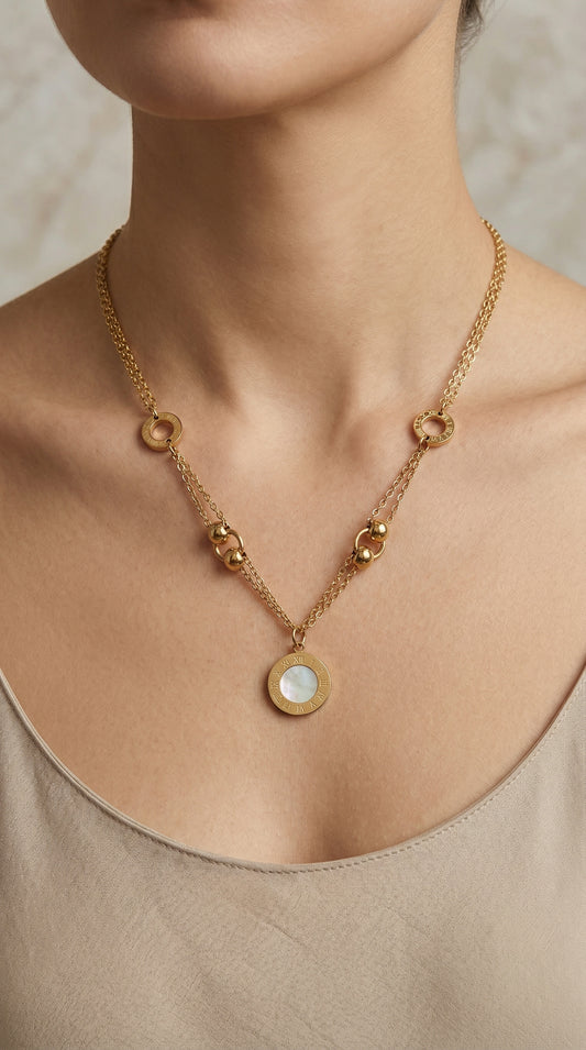 Roman Dial Pendant Necklace