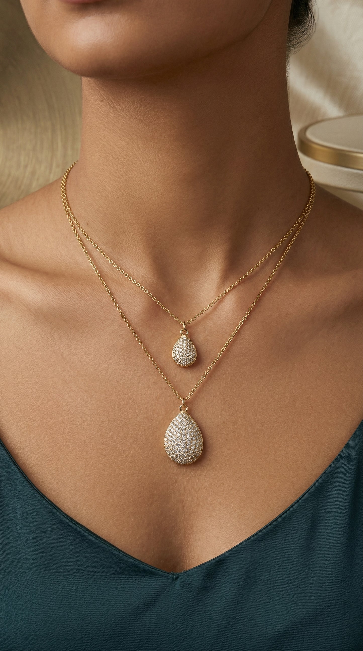 Teardrop Zircon Layered Necklace