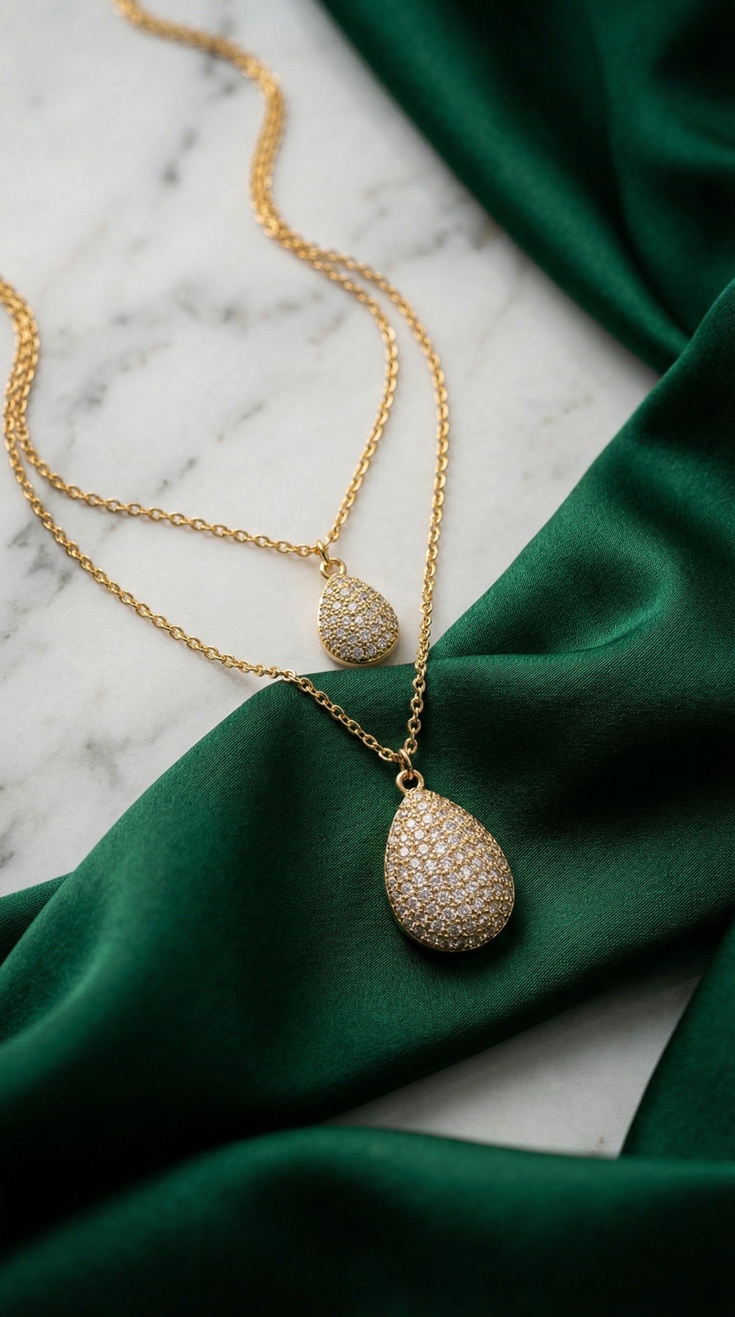 Teardrop Zircon Layered Necklace