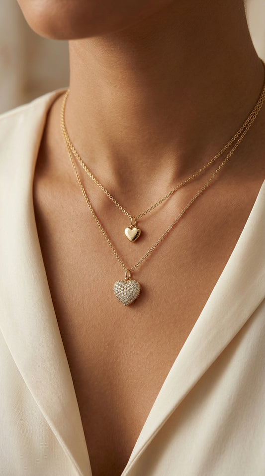 Double Heart Zircon Necklace