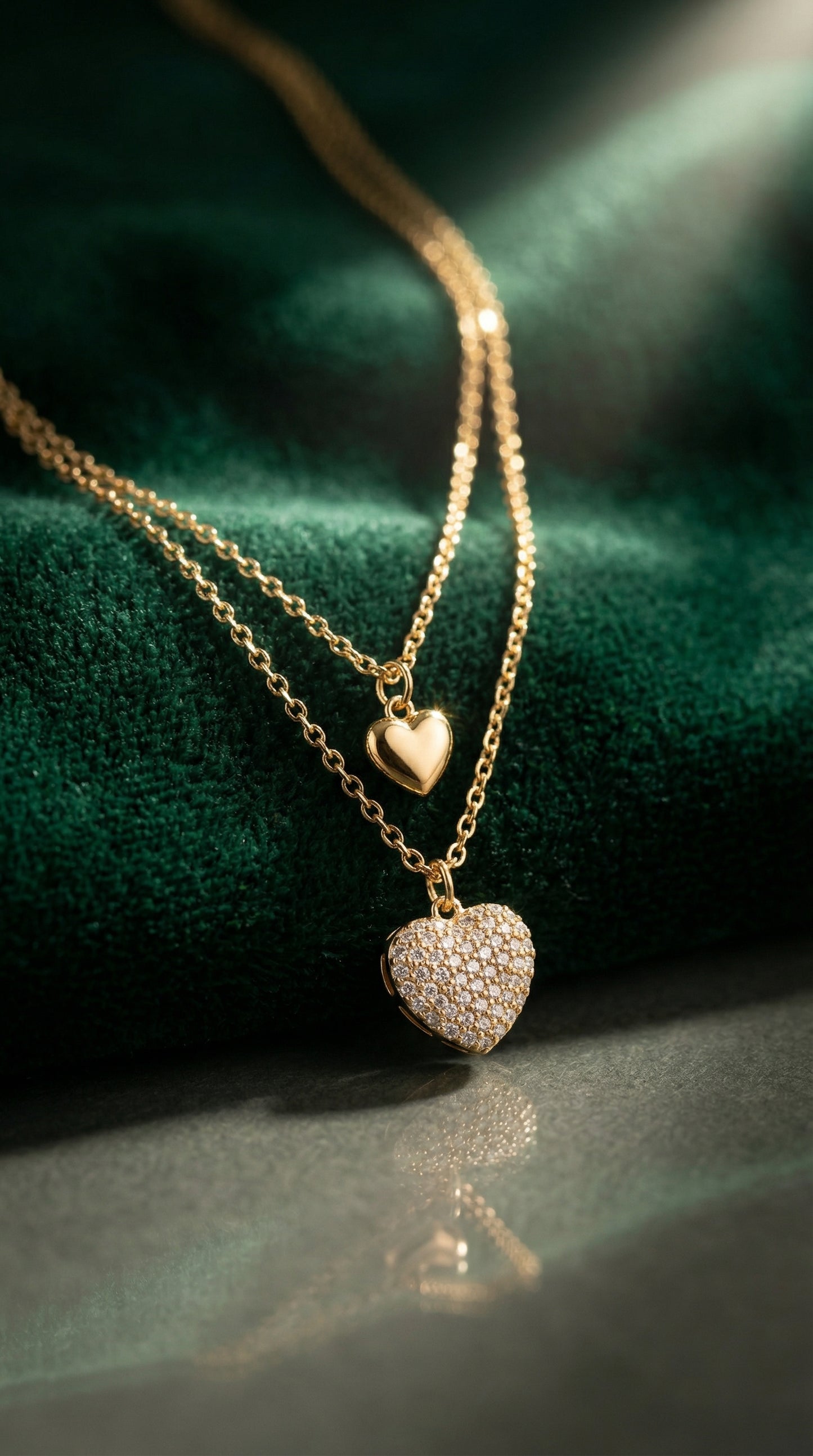 Double Heart Zircon Necklace