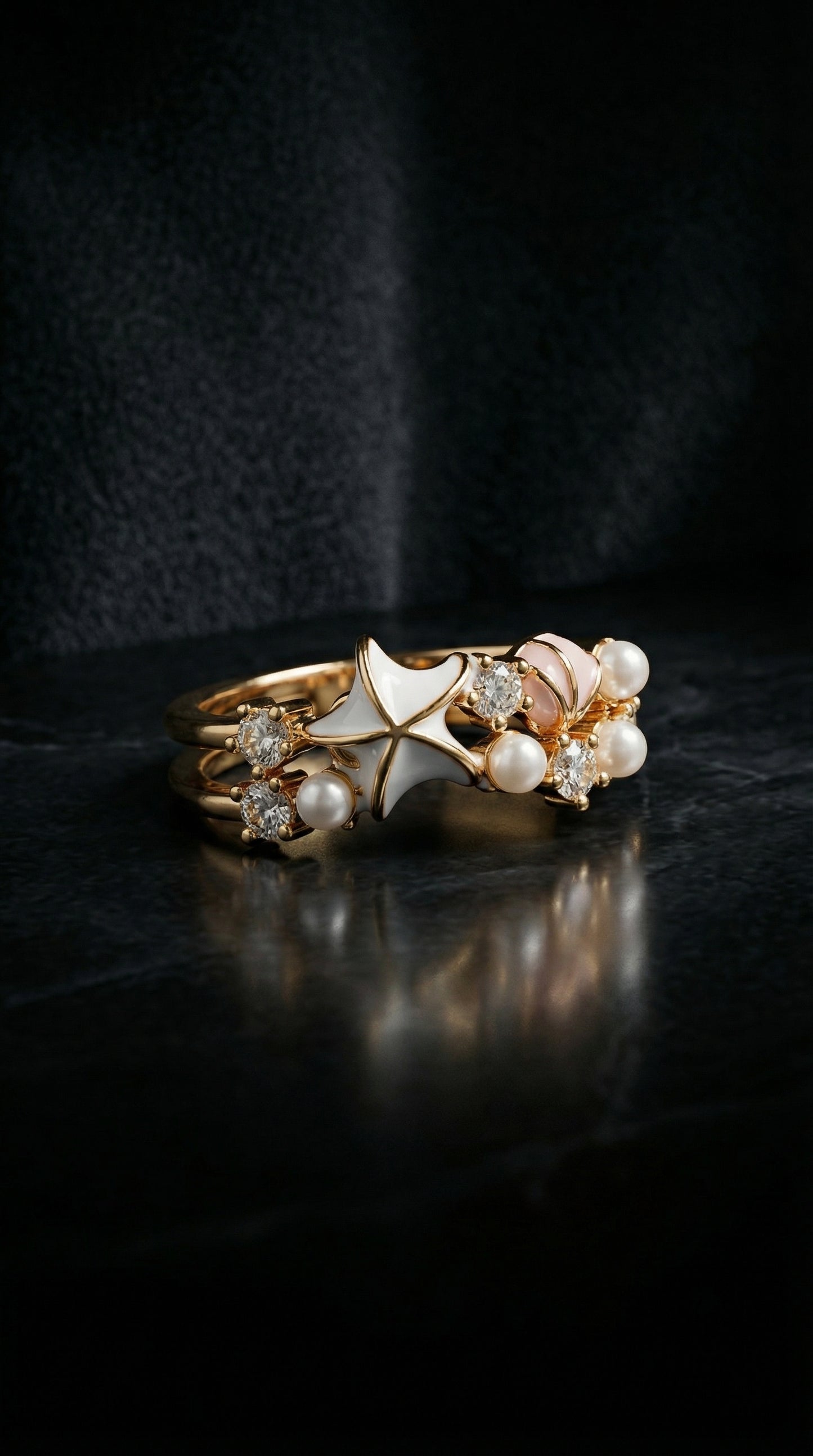 Starfish & Pearl Ring