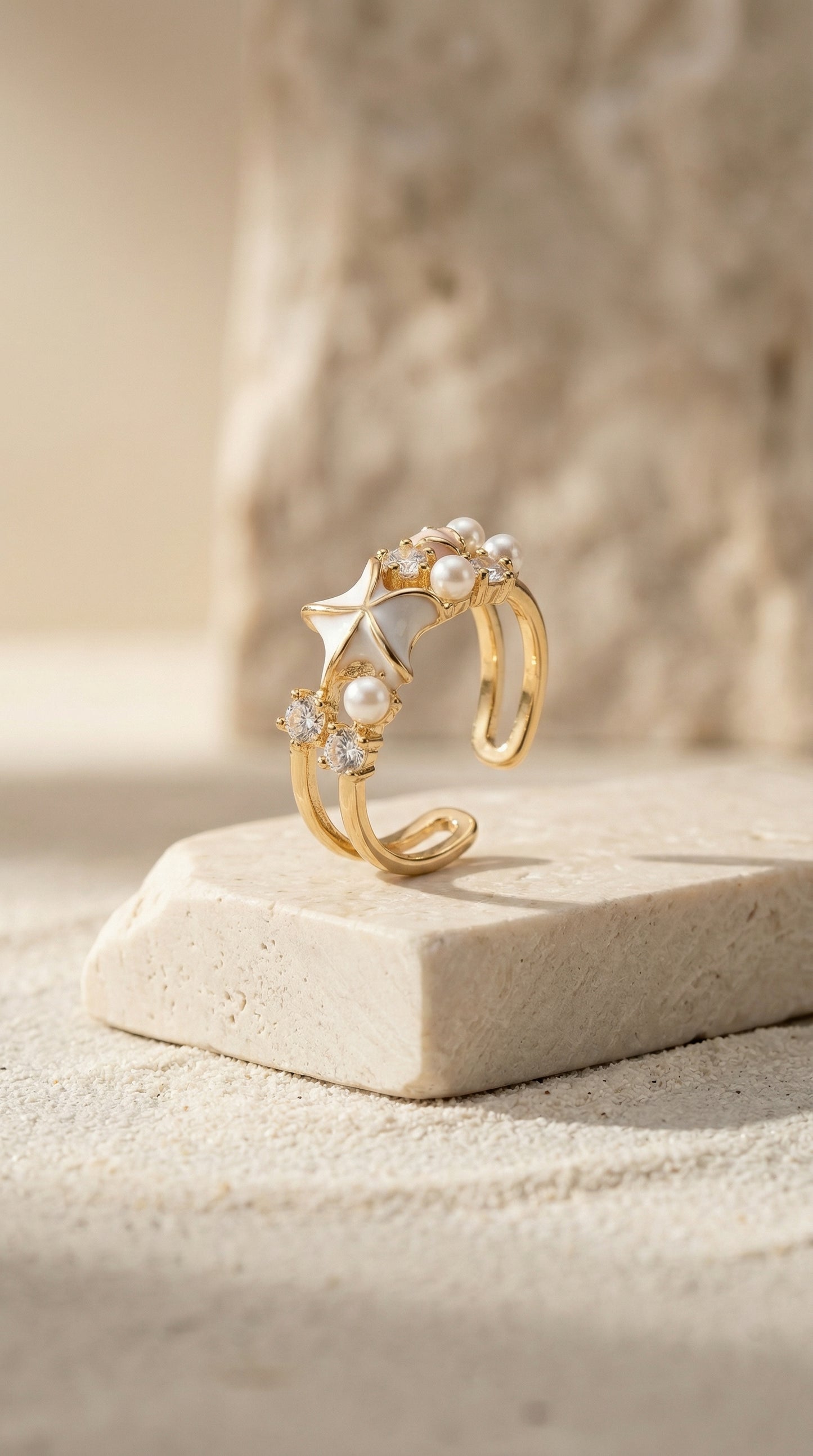 Starfish & Pearl Ring