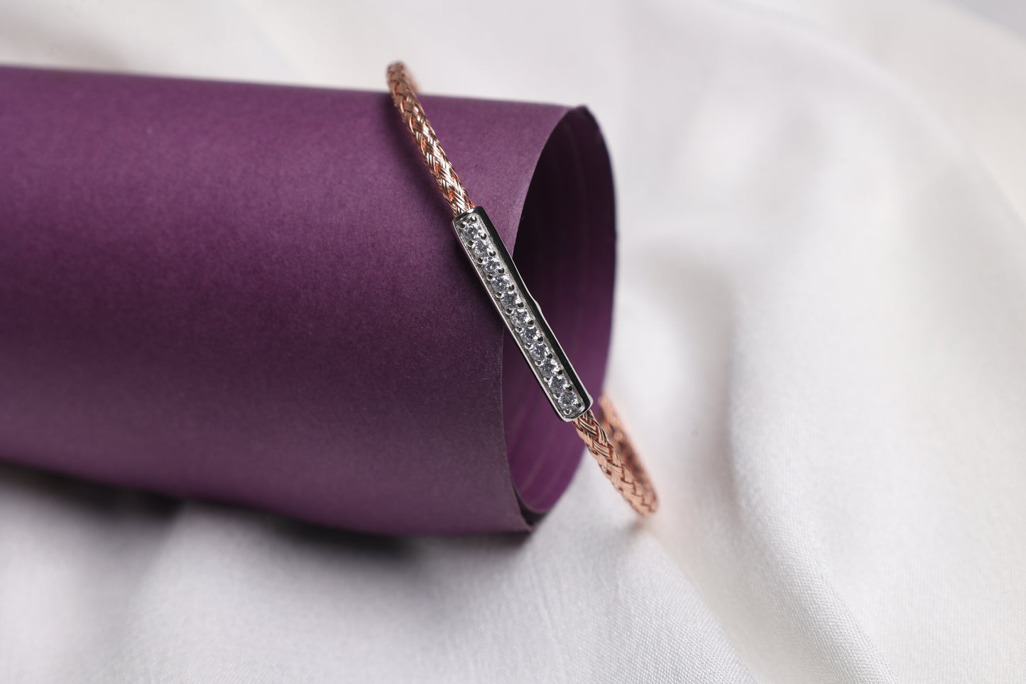 Braided Bar CZ Bracelet