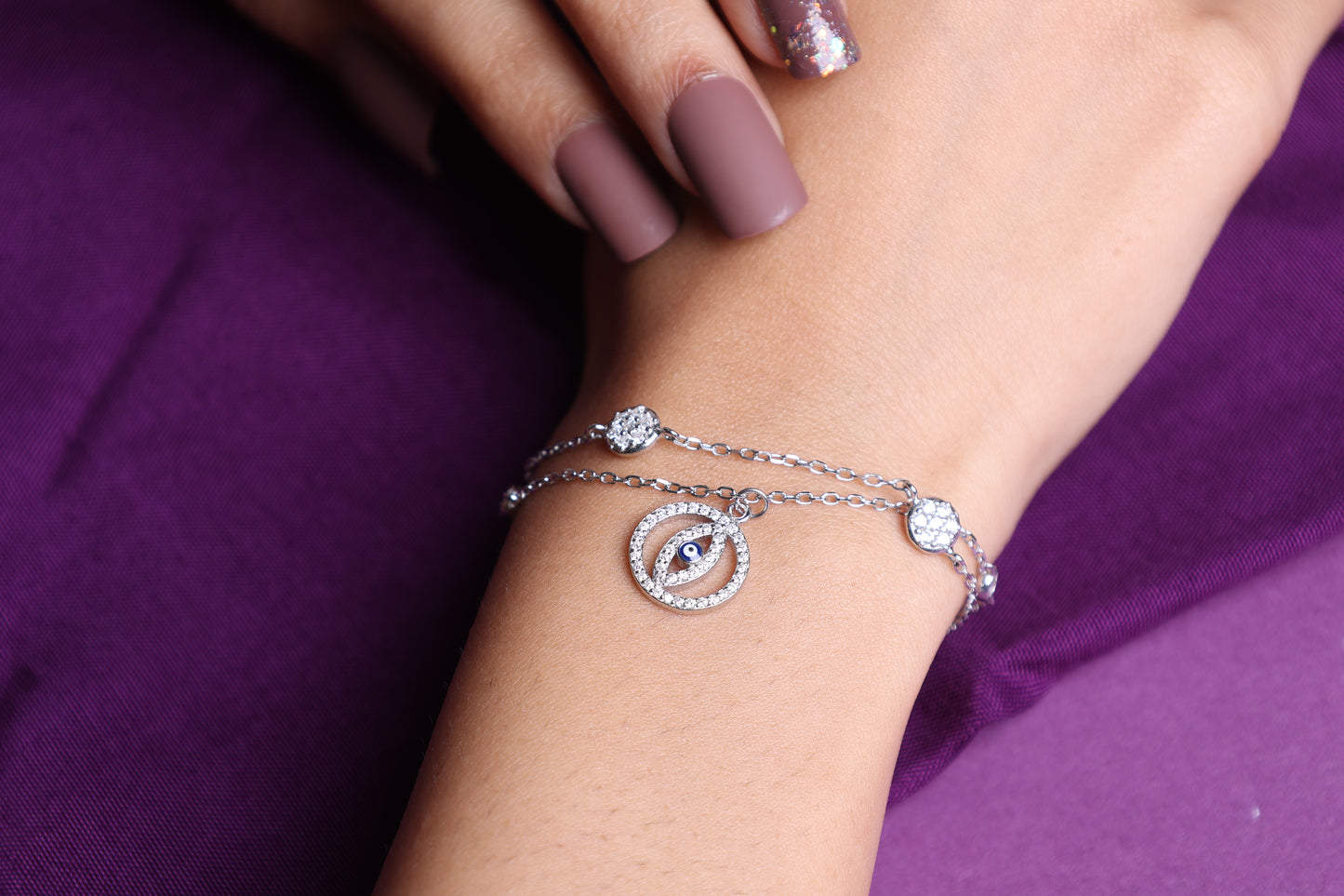 Pavé Evil Eye Charm Bracelet