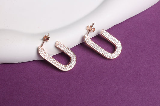 Rose Gold U-Shaped Hoop Earrings