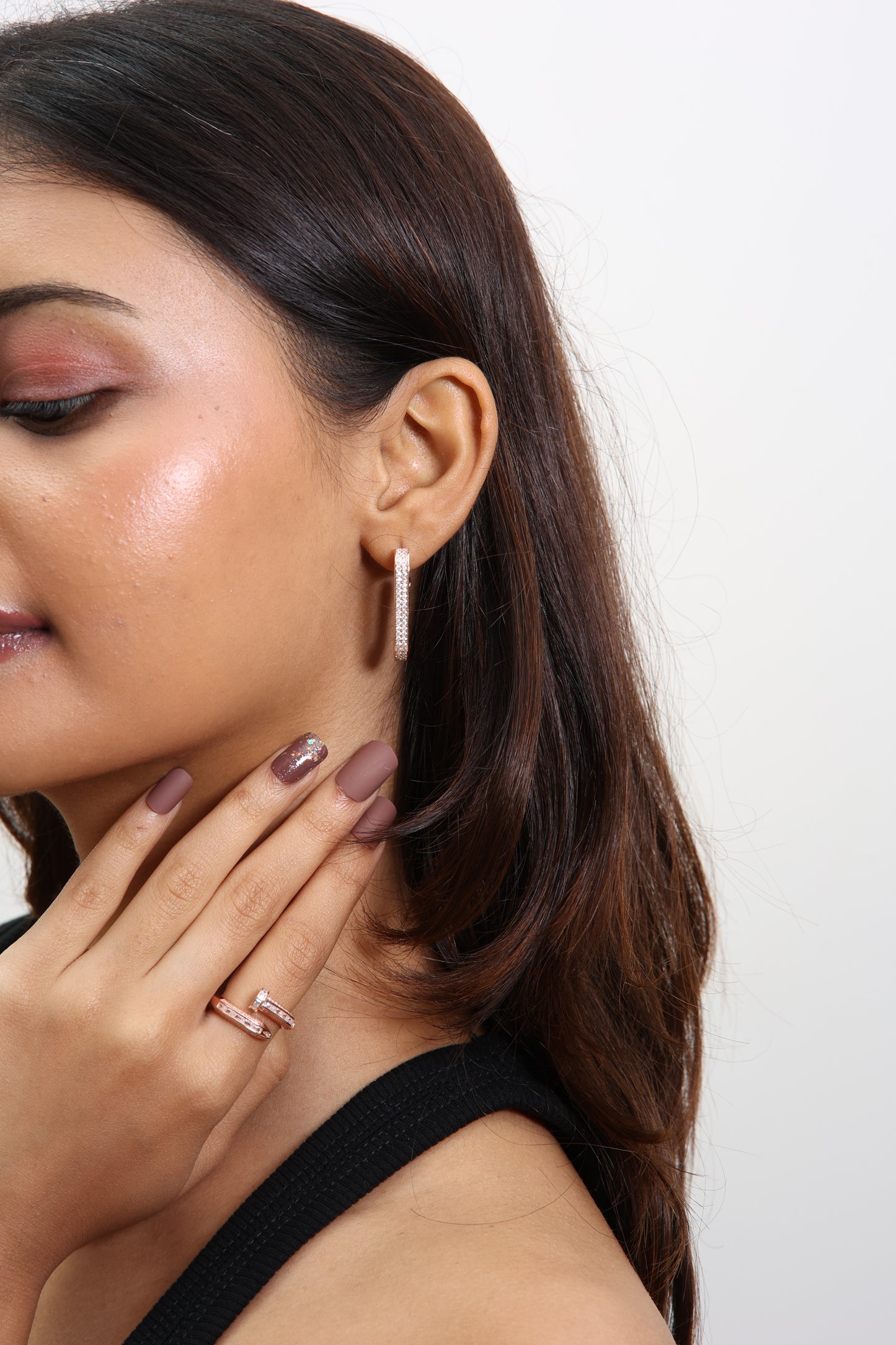 Rose Gold U-Shaped Hoop Earrings