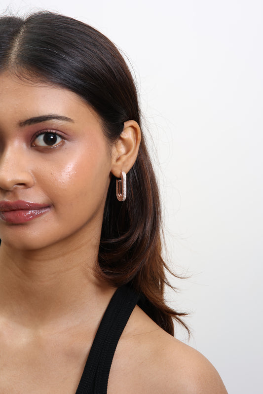 Rose Gold U-Shaped Hoop Earrings