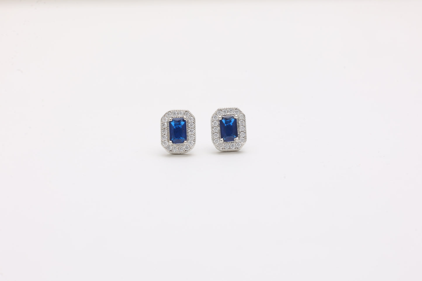 Blue Sapphire Halo Studs