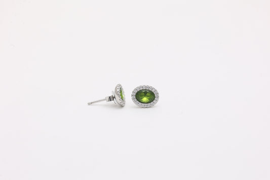 Peridot Oval Halo Studs