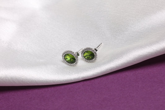 Peridot Oval Halo Studs