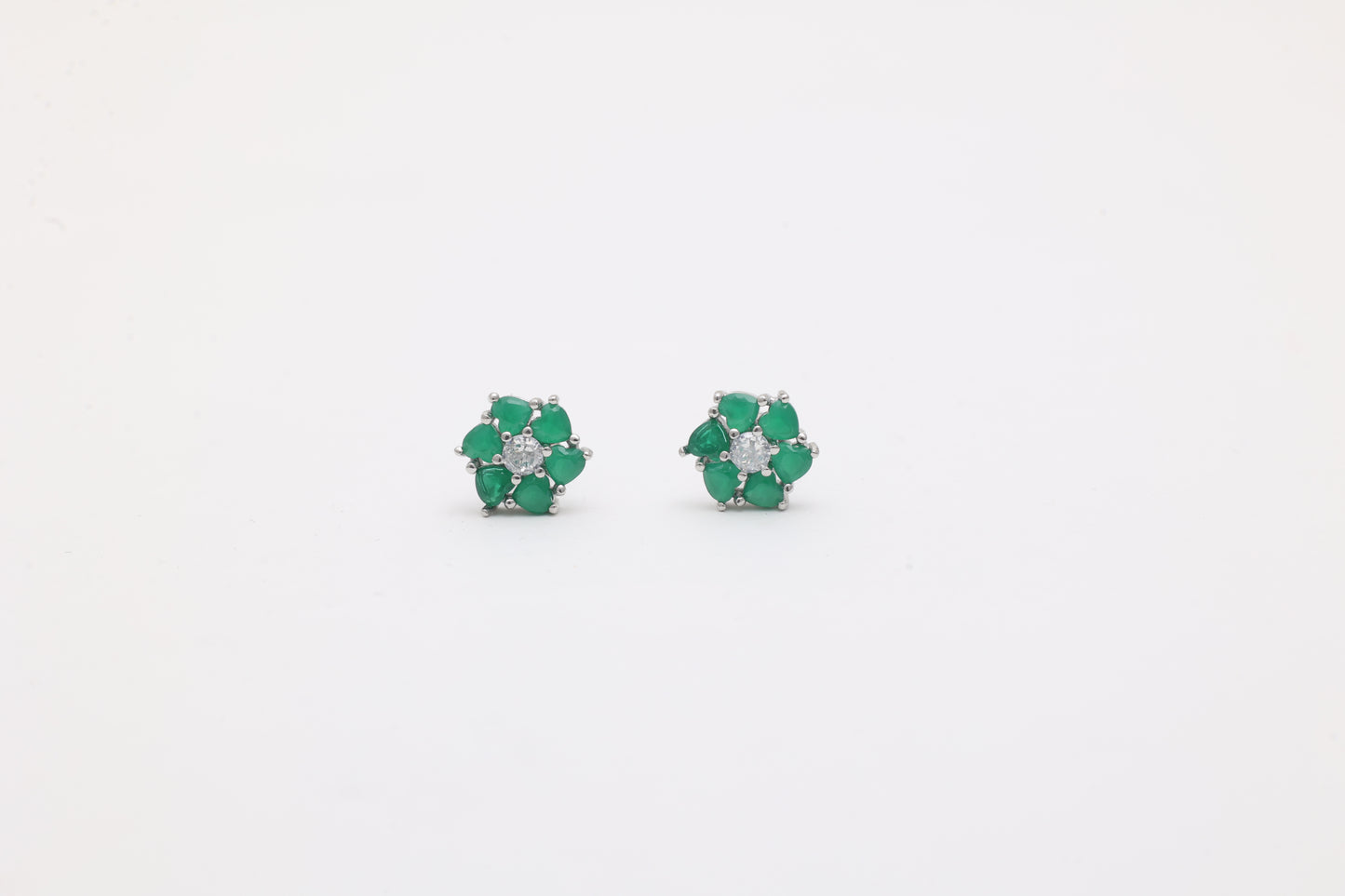 Emerald Floral Cluster Studs