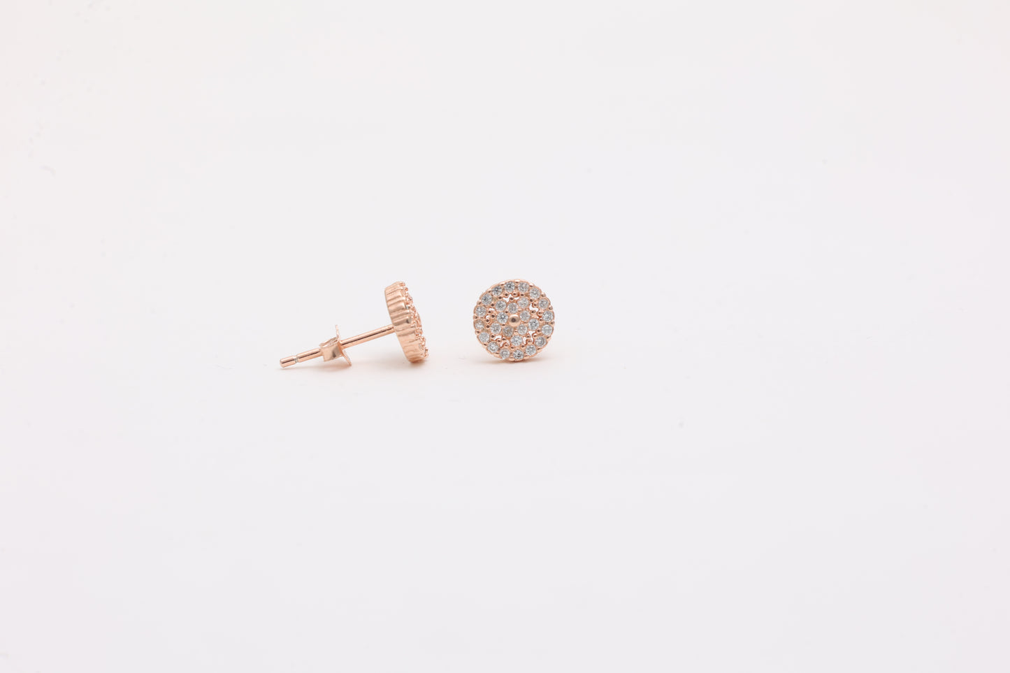 Round Rose Gold Pave Studs