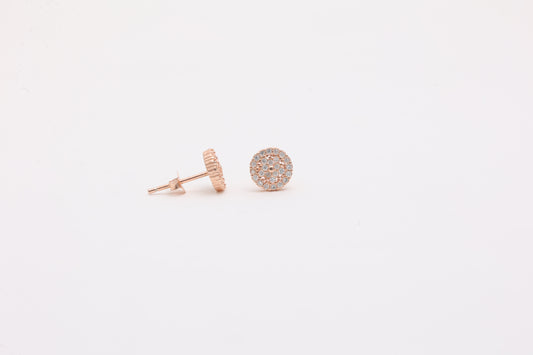 Round Rose Gold Pave Studs