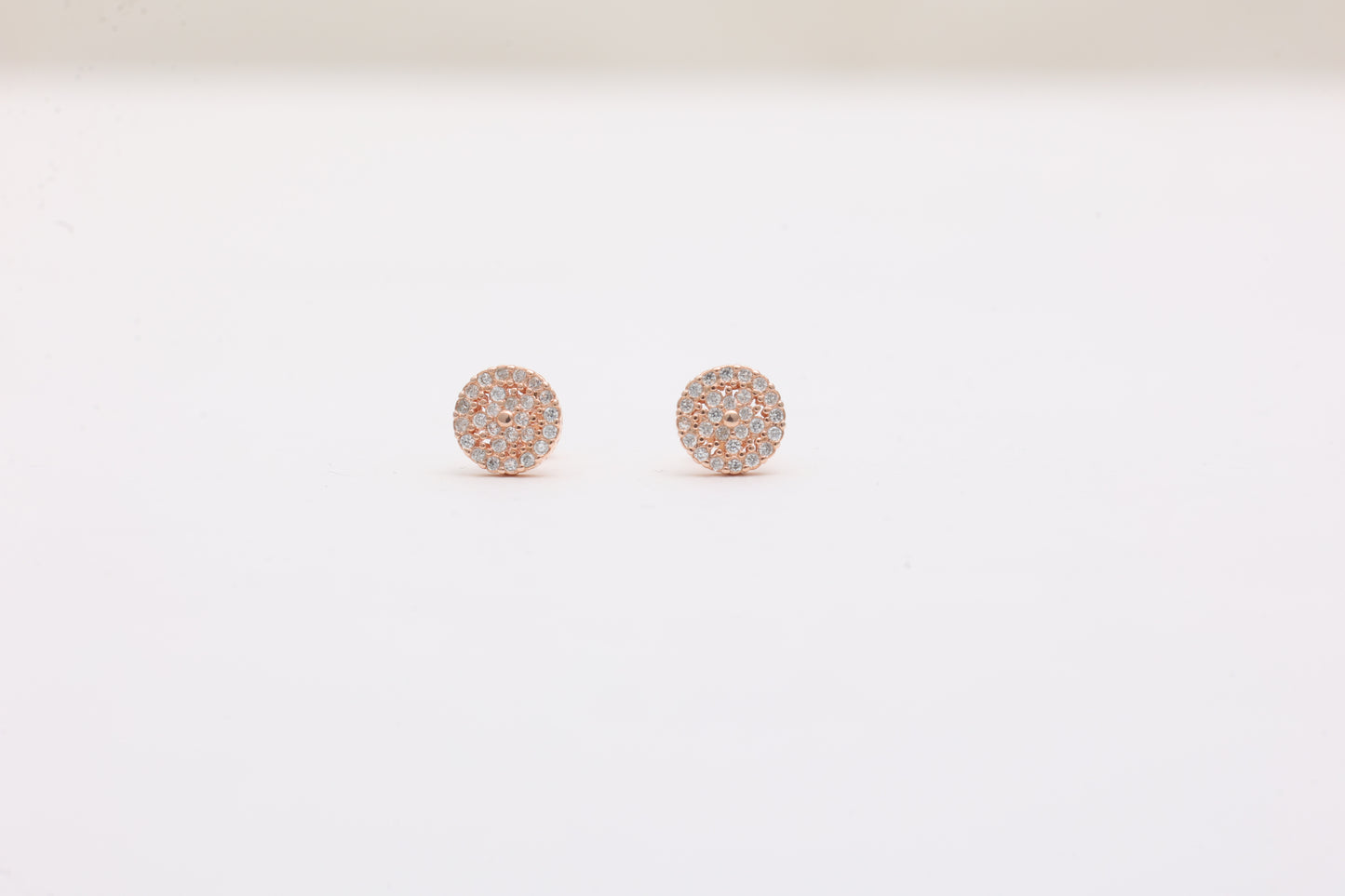 Round Rose Gold Pave Studs