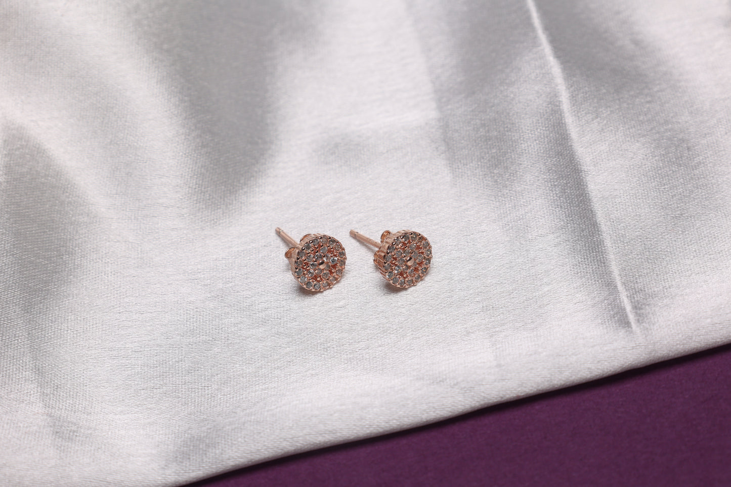 Round Rose Gold Pave Studs