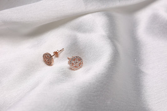 Round Rose Gold Pave Studs